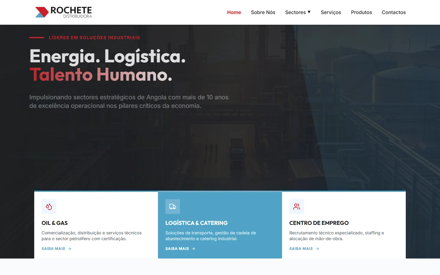 Captura do website público. Os dados de demonstração pertencem à apresentação do produto.